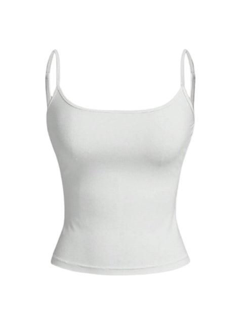 Undershirt For Women Plain Stretch with Thin Straps and Open Neckline