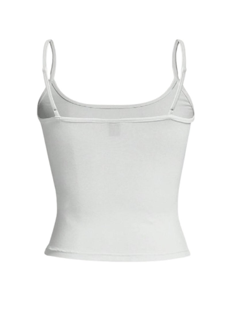 Undershirt For Women Plain Stretch with Thin Straps and Open Neckline