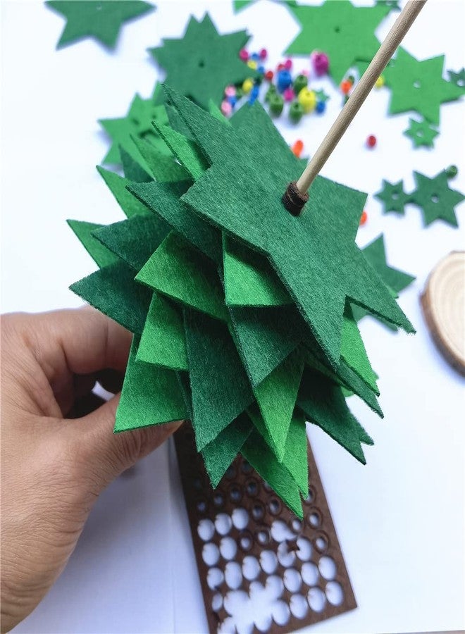 Inf-way Felt Christmas Tree DIY Craft Kit, Handmade Mini Christmas Tree Decoration Set Festive DIY Craft Supplies with Felt Sheets & Ornaments for Holiday Decor(3pack) - Image 4