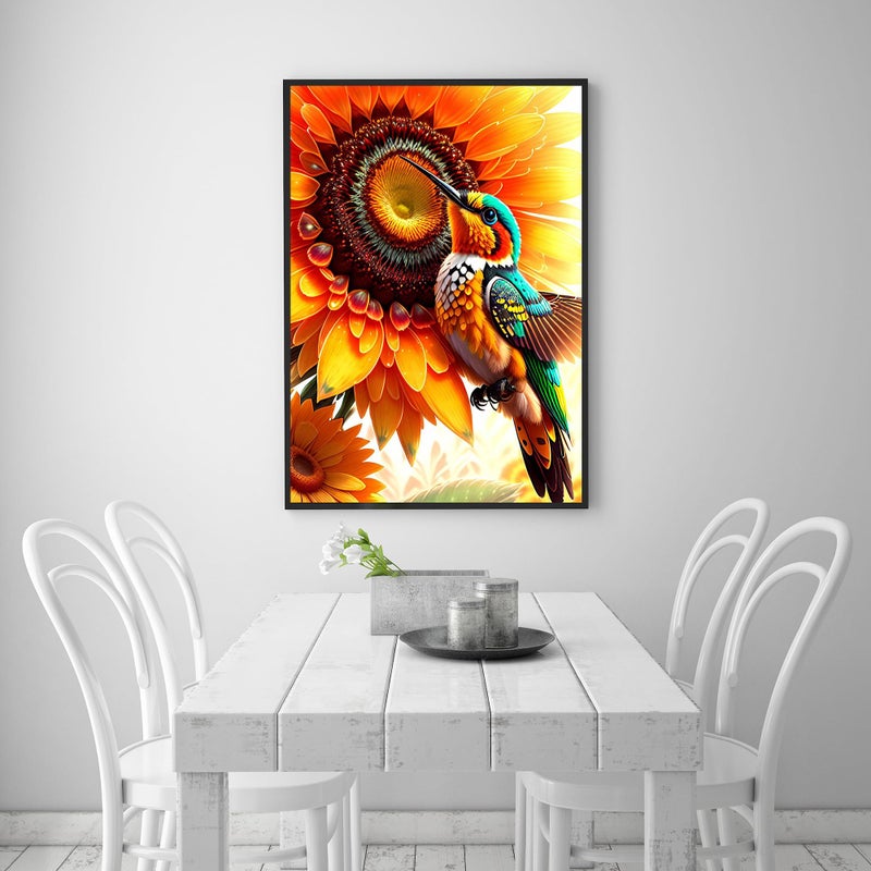 KINPLUB Hummingbird Diamond Painting Kits for Adults, 5D Bird Sunflower Diamond Art Kits for Beginners, DIY Full Round Drill Paint with Diamonds Dots Gem Art, Home Wall Decor 12 x 16 Inch - Image 3