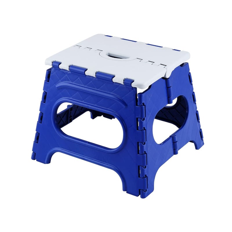 MARKWELL Plastic 12 Inch Folding Step StoolSuper Strong Foldable Stool for Adults Kids Portable Plastic Step Stool for Kitchen Bathroom Bedroom Office Blue White