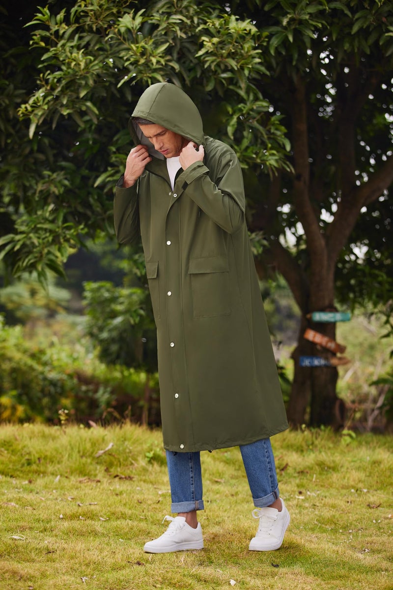 COOFANDY Men's Rain Jacket with Hood Waterproof Lightweight Active Long Raincoat - Image 4