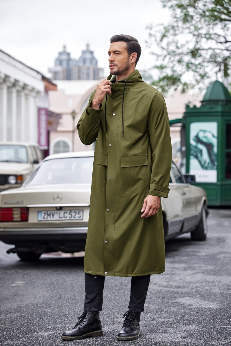 COOFANDY Men's Rain Jacket with Hood Waterproof Lightweight Active Long Raincoat - Image 2