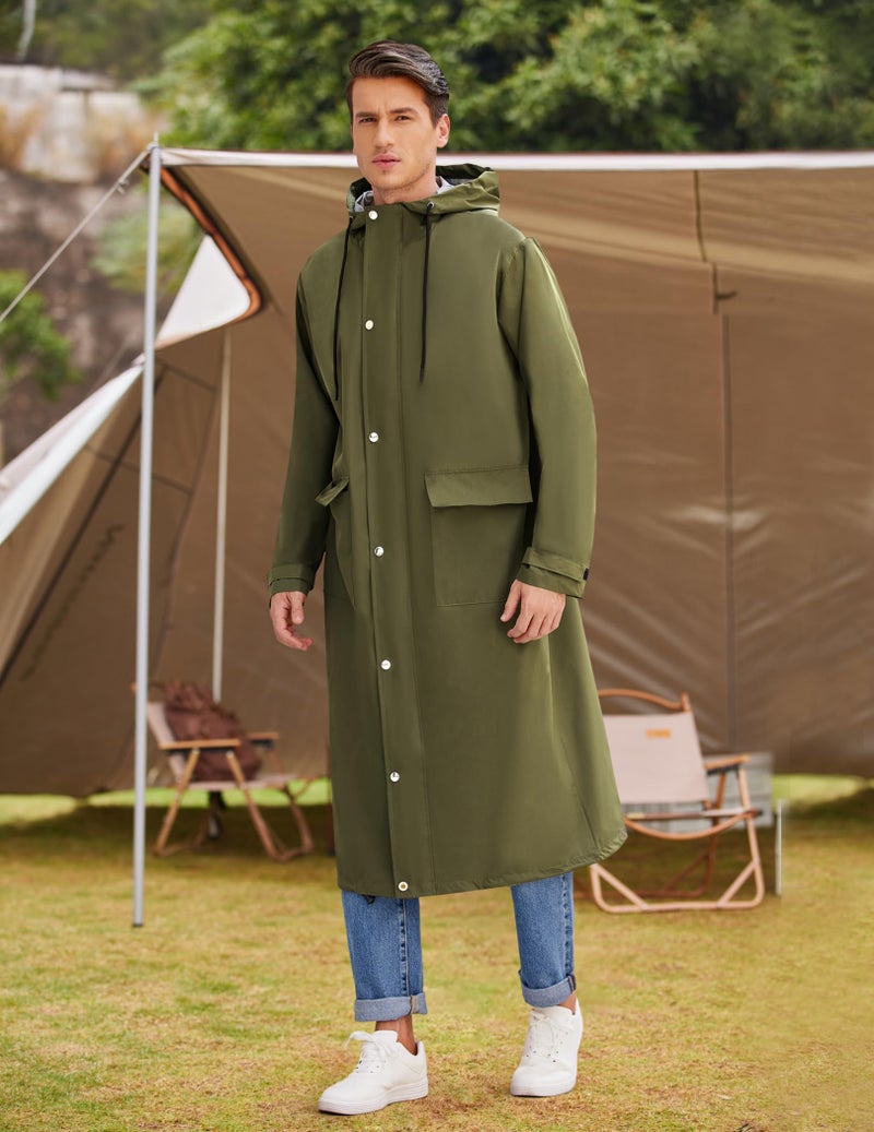 COOFANDY Men's Rain Jacket with Hood Waterproof Lightweight Active Long Raincoat - Image 3