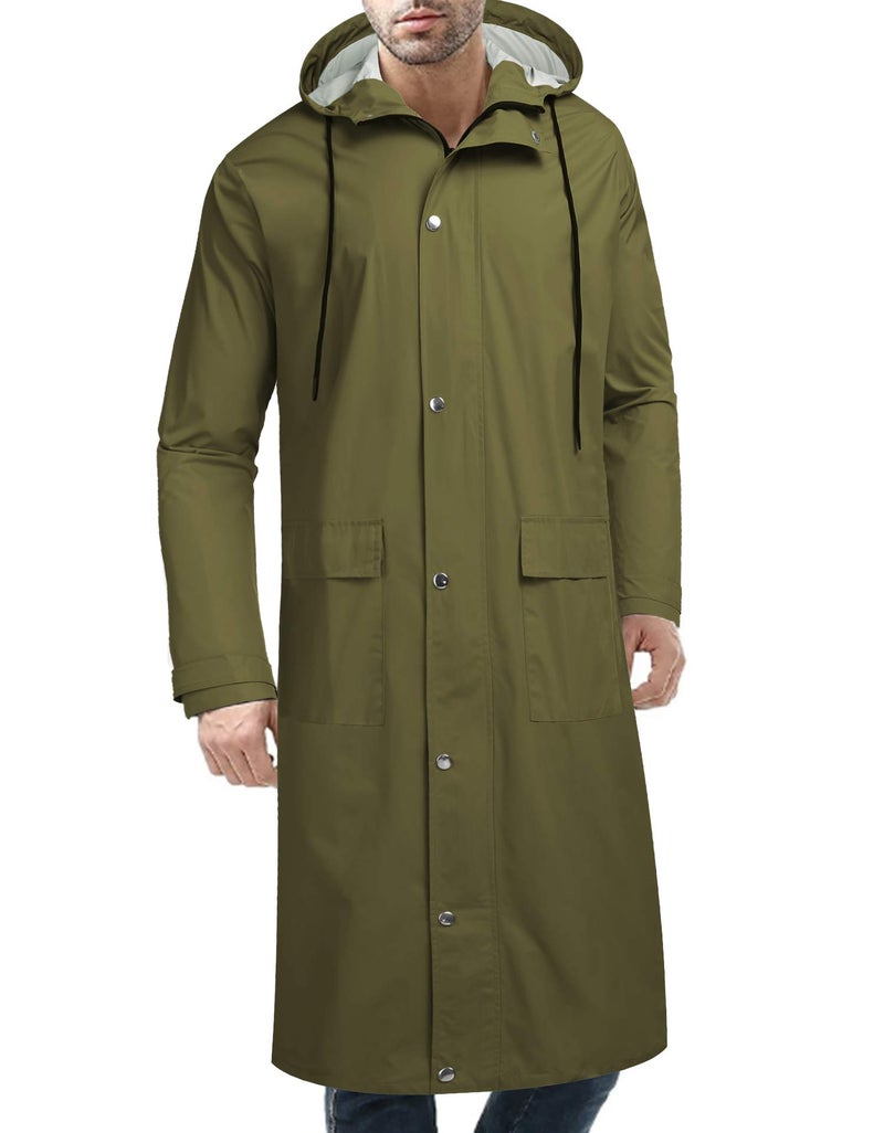COOFANDY Men's Rain Jacket with Hood Waterproof Lightweight Active Long Raincoat - Image 1