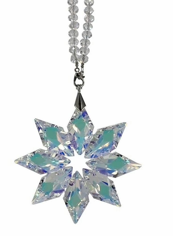 Car Crystal Snowflake Rearview Mirror Charm Decorative Hanging Gift for Car Lovers - Image 1
