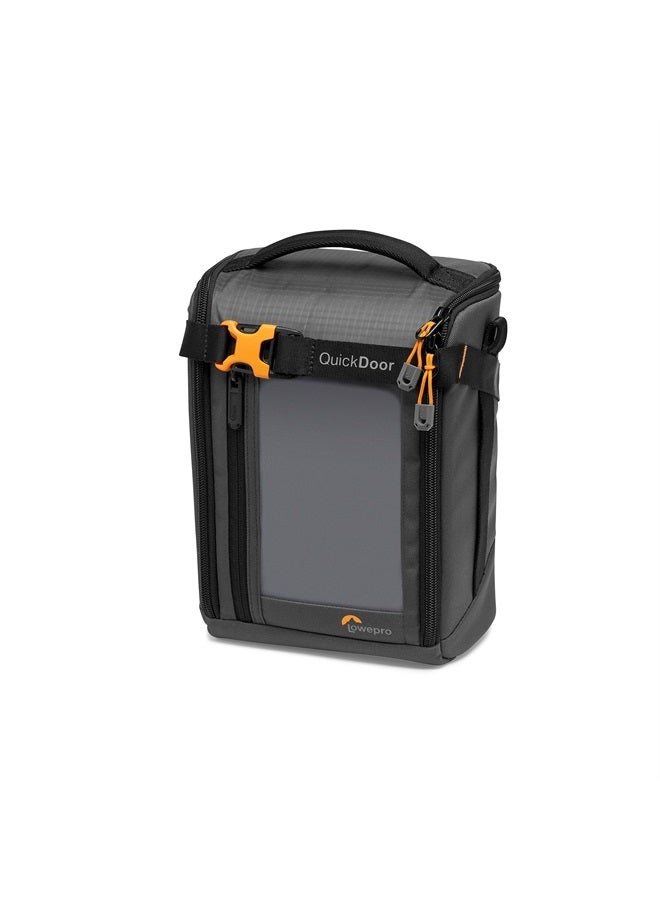 Lowepro GearUp Creator Box Large II, Mirrorless and DSLR Camera Bag, Camera Case with QuickDoor Access, Made with Recycled Fabric, Orange Padded Interior Dividers, Grey - Image 1
