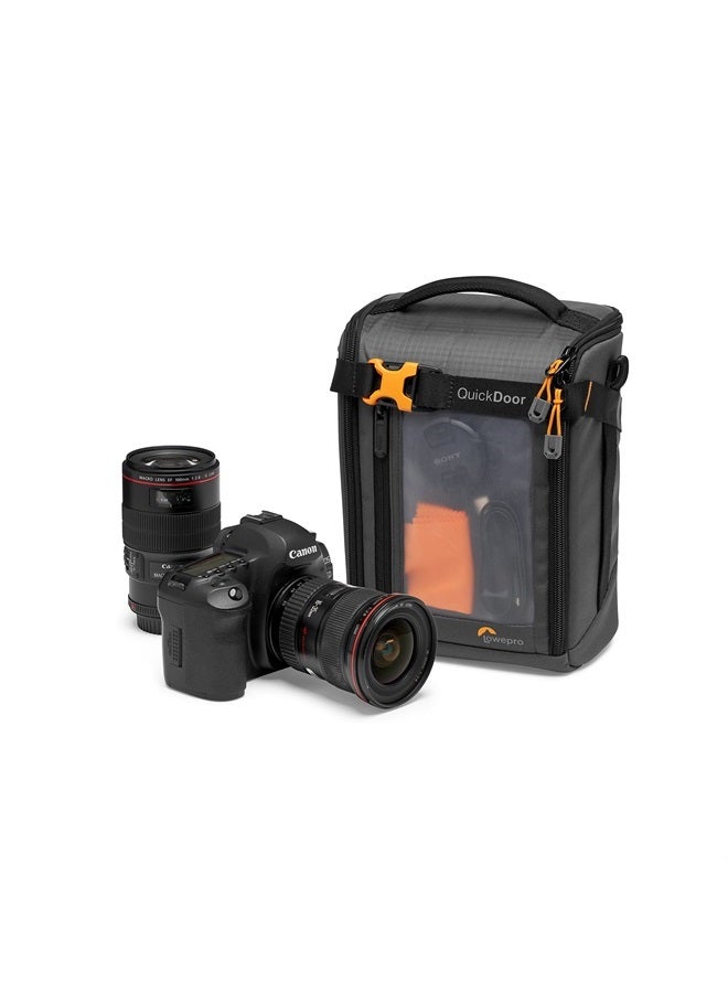 Lowepro GearUp Creator Box Large II, Mirrorless and DSLR Camera Bag, Camera Case with QuickDoor Access, Made with Recycled Fabric, Orange Padded Interior Dividers, Grey - Image 4