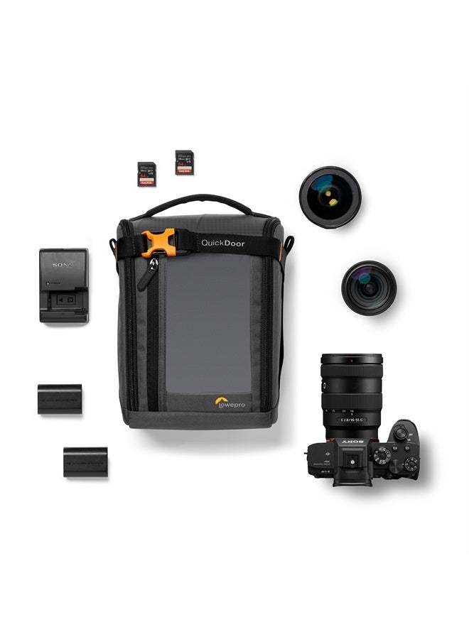 Lowepro GearUp Creator Box Large II, Mirrorless and DSLR Camera Bag, Camera Case with QuickDoor Access, Made with Recycled Fabric, Orange Padded Interior Dividers, Grey - Image 3