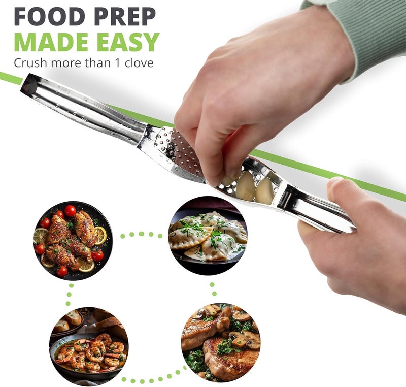 ZEVON Garlic Crusher Presser Garlic Press Multi-Function Manual Portable Garlic Crusher Ginger Mincer Garlic Presser Curved Garlic Grinding Slicer for Kitchen, Medium - Image 5
