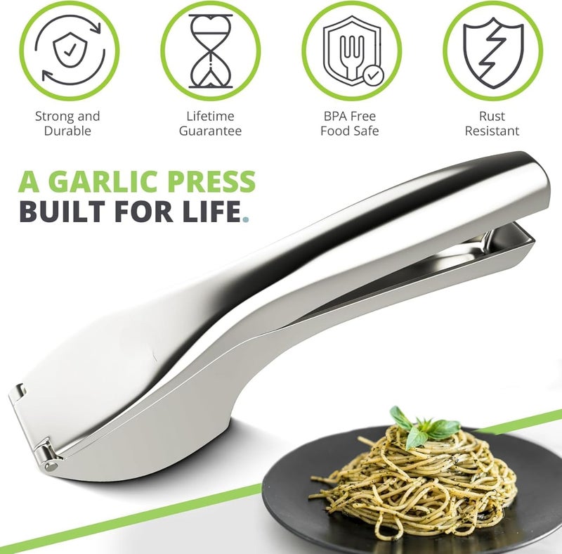 ZEVON Garlic Crusher Presser Garlic Press Multi-Function Manual Portable Garlic Crusher Ginger Mincer Garlic Presser Curved Garlic Grinding Slicer for Kitchen, Medium - Image 3