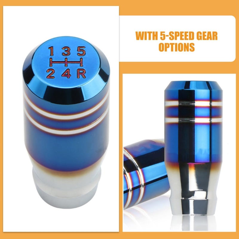 PATKAW Manual Car Shift Knob 5-Speed Gear Lever Stick Handle Aluminum Alloy Blue Finish Compatible with Manual Transmission Vehicles for Automotive Interior Upgrades - Image 2