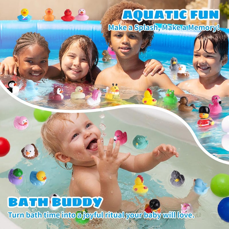 Grarain 24 Rubber Ducks Bath Toys for Toddlers, Hole-Free Bathtub Toys & Baby Pool Toys, from 18 Months for Girls and Boys - Image 5