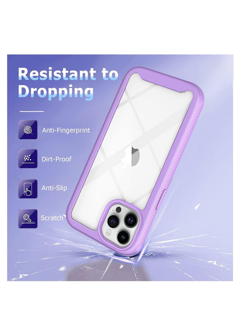 ECVV iPhone 14 Pro Case 6.1 Inch Full-Body Protection Case Shell Shockproof Phone Case Screen Camera Lens Protective Anti-Fingerprint Anti-Scratch Phone Case for Apple iPhone 14 Pro 6.1‘’-Purple - Image 3