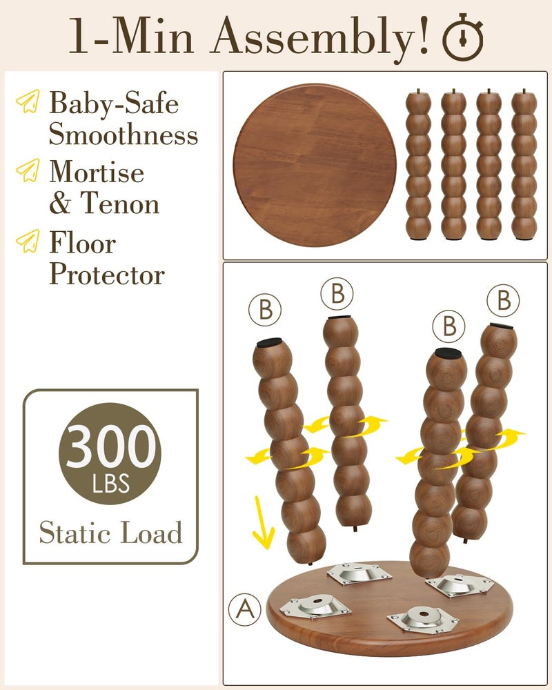 Masupu Solid Wooden Step Stool for Adults Kids, 11 inch Small Foot Stool, Non-Slip One Step Stool, Sturdy Foot Stool for Bathroom, Bedroom, Kichen, Plant Stand(Walnut Brown) - Image 5