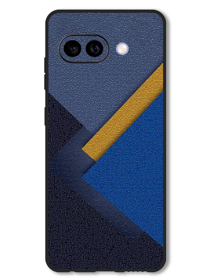 Theodor Case Compatible with Google Pixel 9A Protection Shockproof Bumper Cover Triangles Leather Shades Pattern - Image 1
