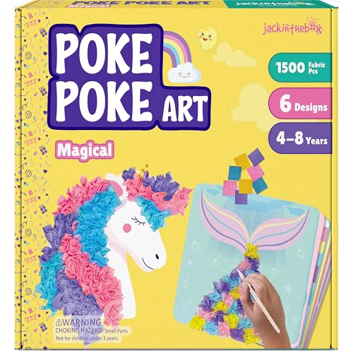 jackinthebox Poke Poke Art Magical Theme MessFree Fabric Art and Craft Flower Pressing Kits Gift for Kids Girl Gifts DIY Activity Boy Gift Best Gift for Girls and Boys Ages 4 5 6 7 8 - Image 1