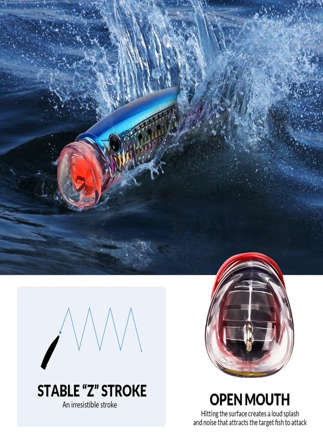 THKFISH طُعم صيد سمك التونة THKFISH Popper، طُعم صيد سطحي لصيد التونة في المياه المالحة، مناسب لصيد سمك القاروص من الشاطئ، مزود بعيون ثلاثية الأبعاد، مناسب لصيد سمك التونة العملاقة (GT)، طوله 5.9 بوصة، لونه أخضر - قطعة واحدة - Image 2