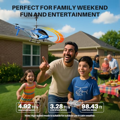 SYMA Remote Control Helicopter, S107H-E Aircraft with Altitude Hold, One Key take Off/Landing, 3.5 Channel, Gyro Stabilizer and High &Low Speed, LED Light for Indoor to Fly for Kid and Beginner Blue - Image 5
