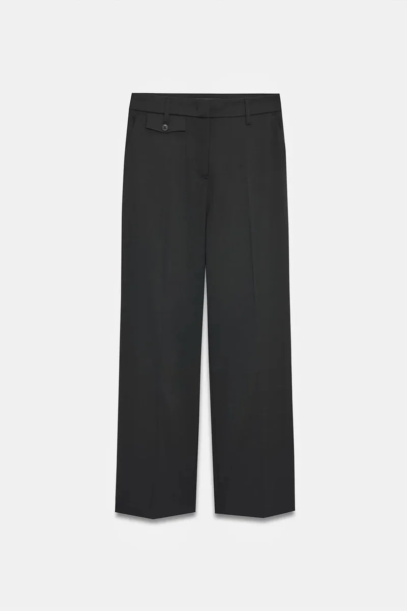Dilvin Black DILVIN Women's High-Waist Straight-Leg Crepe Trousers for Women | Best Price UAE