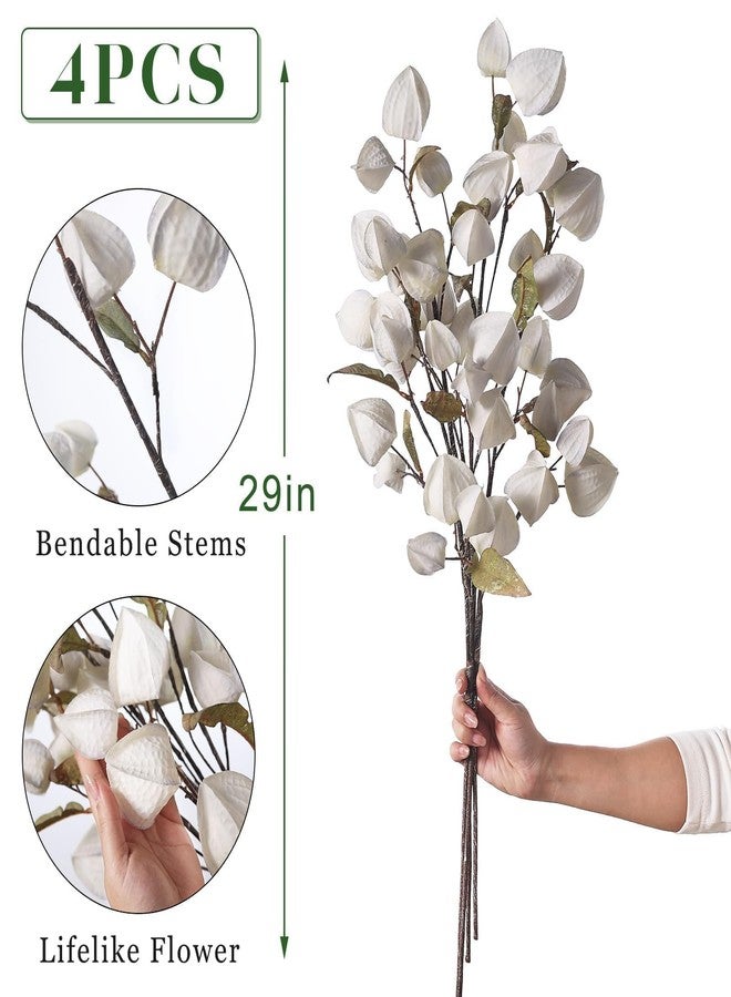 GLIDLION 4PCS Artificial Physalis Branch for Vase - 29" Faux Cape Gooseberry Stem, Realistic Fake Branches for Kitchen, Home, Farmhouse, DIY Arrangements Decorations (Cream) - Image 5