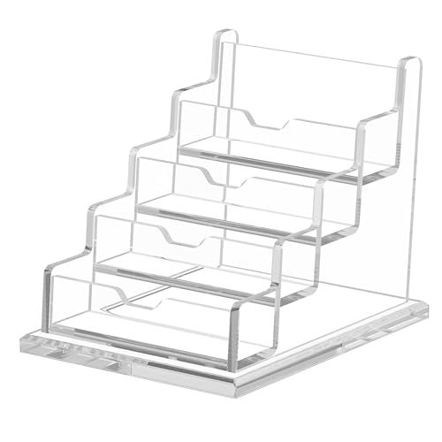 DAHSHA 4 - Tier Premium Acrylic Transparent Crystal-Clear Visiting Business Card Holder/Display Stand Desk Organizer For Office Table, 10.3 X 6.9 X 13 cm - Image 1