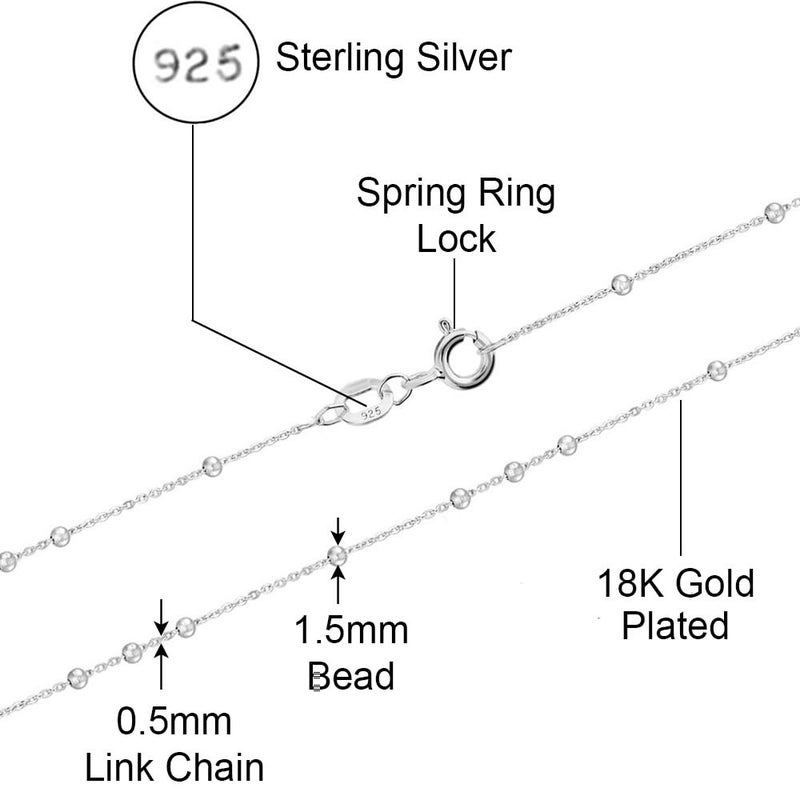 Savlano 925 Sterling Silver 1.5MM Beaded Rosary Miraculous Medallion and Cross Pendant Necklace -18K Gold Plated 19 Inches Y-Necklace Chain for Women, Religious Jewelry Comes with Gift Box - Made in Italy - Image 3