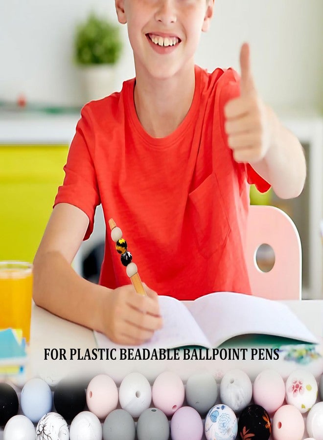 BIHRTC 100PCS Silicone Beads Kit 15mm Floral Silicone Bead Keychain Making Round Beads Assorted Silicone Beads for DIY Crafting Key Chain Charm Bracelet Necklace Pens Jewelry Accessories - Image 5