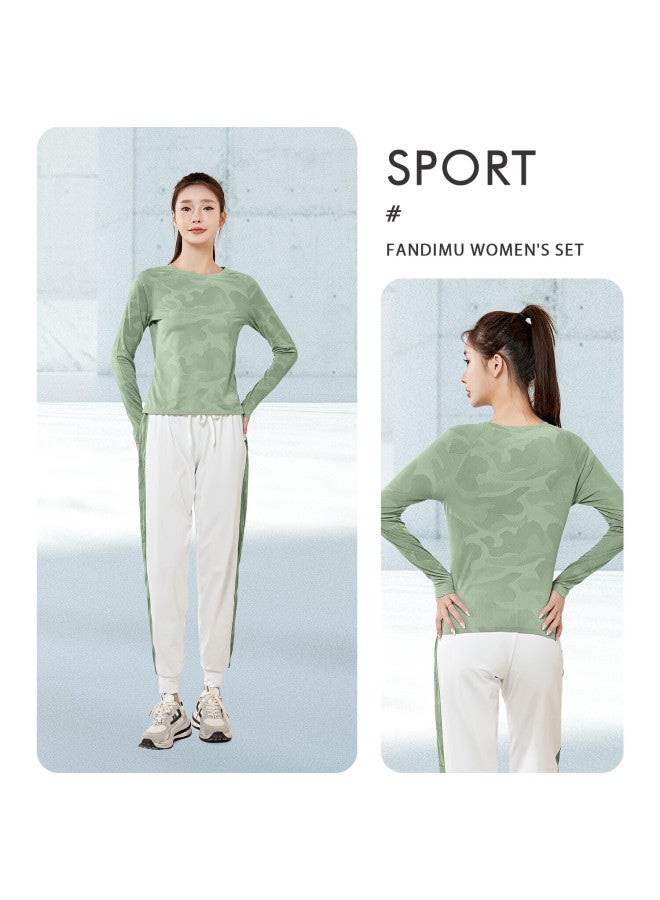 Fandimu Women's Sports Suit Spring Summer Breathable Yoga Fitness Clothing Outdoor Training Short Sleeve Long Sleeve Running Badminton Suit - Image 1