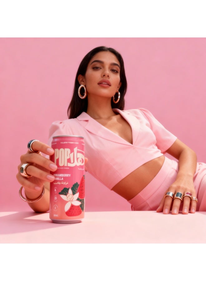 HalaPop Strawberry Vanilla Prebiotic Soda pack of 4 - Image 3