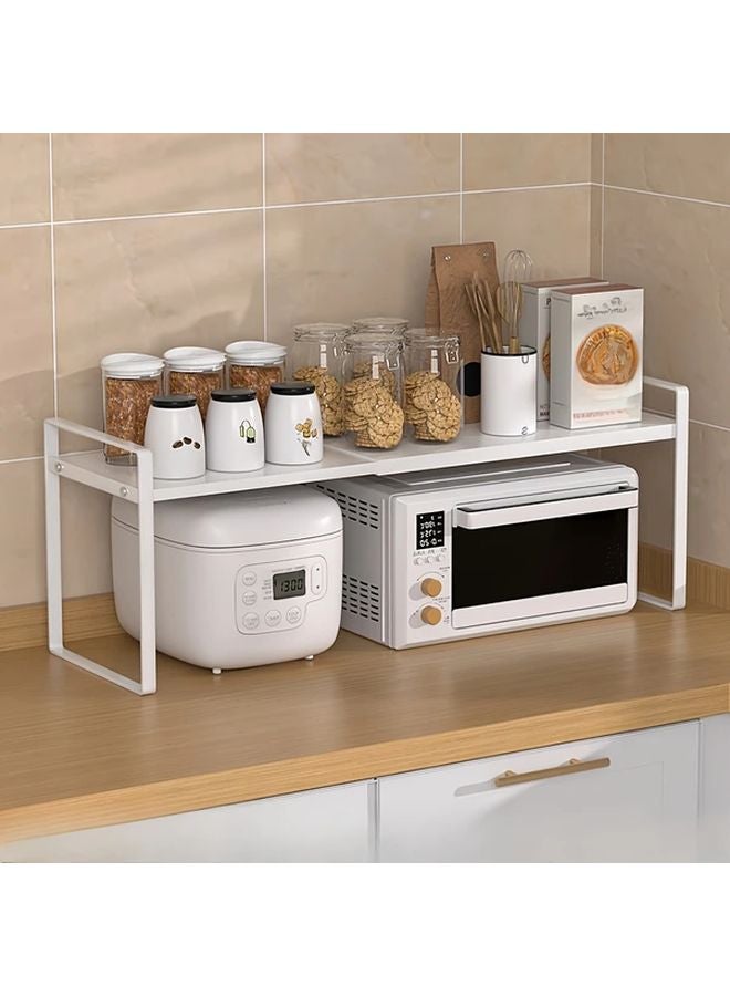 White Adjustable Height Expandable Kitchen Cabinet Organizer Pull Out Shelf - Image 4