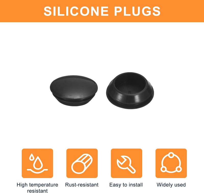 QUARKZMAN 4 Pieces Silicone Plugs, Round Rubber Plugs Snap into 28-30mm Holes, Waterproof Hole Plugs for Metal Pipe, Furniture End Caps, Black Inserts - Image 4