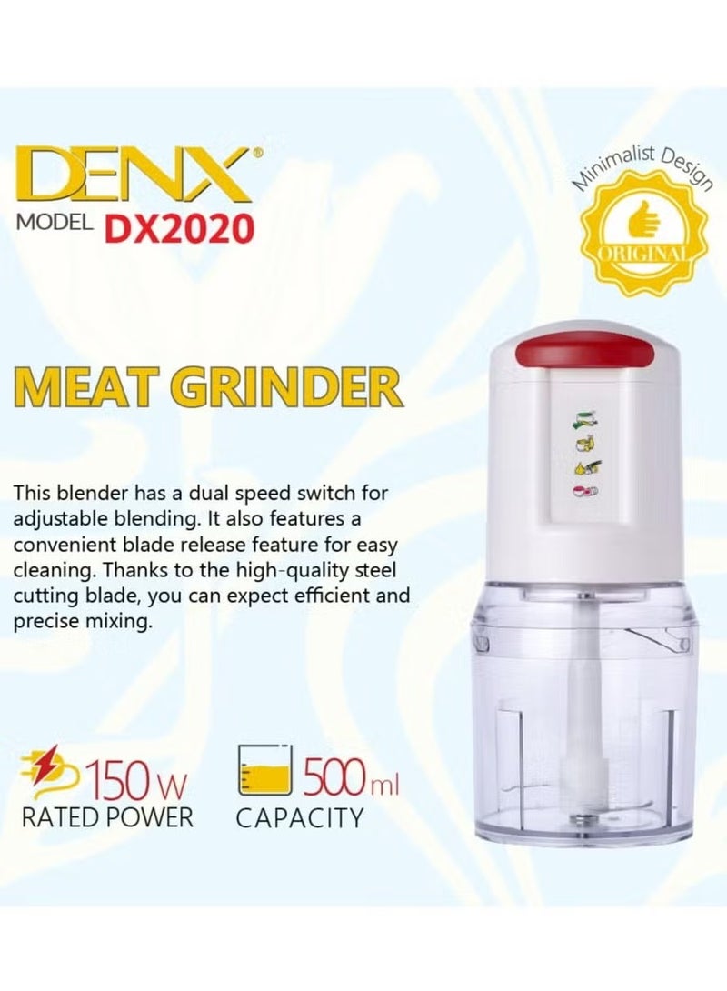 Denx DX2020 - Electric Multipurpose Chopper For Perfect And Quick Chopping , Electric chopper with power of 150 watts and capacity of 500 ml - Image 3