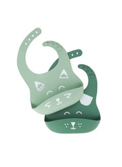 Set of 2 Babymoov Bib'Isy Silicone Bibs, Soft Silicone Material, Easy To Clean, Deep Pocket Design , Adjustable Neck Closure