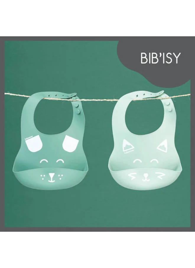 بيبي موف Set of 2 Babymoov Bib'Isy Silicone Bibs, Soft Silicone Material, Easy To Clean, Deep Pocket Design , Adjustable Neck Closure