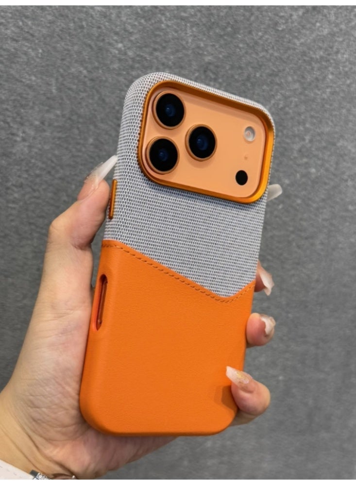 The Phone Case is Suitable For iPhone 17 Pro Max Plain Skin Magnetic Anti-Drop Protective Case,Orange - Image 1