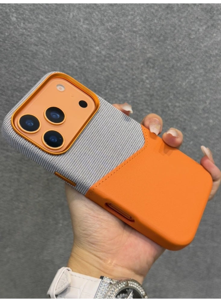 The Phone Case is Suitable For iPhone 17 Pro Max Plain Skin Magnetic Anti-Drop Protective Case,Orange - Image 3