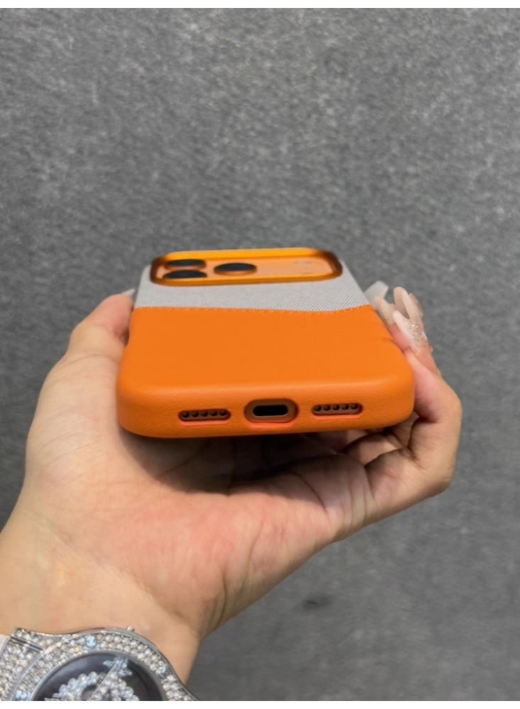 The Phone Case is Suitable For iPhone 17 Pro Max Plain Skin Magnetic Anti-Drop Protective Case,Orange - Image 5