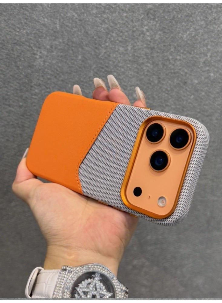 The Phone Case is Suitable For iPhone 17 Pro Max Plain Skin Magnetic Anti-Drop Protective Case,Orange - Image 2
