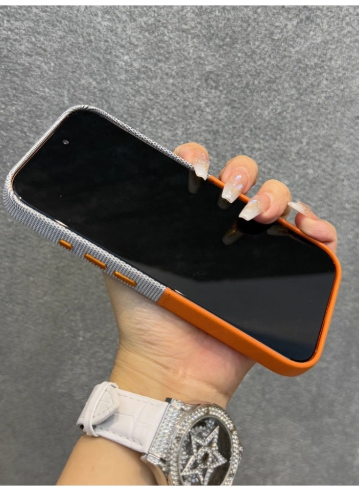 The Phone Case is Suitable For iPhone 17 Pro Max Plain Skin Magnetic Anti-Drop Protective Case,Orange - Image 4