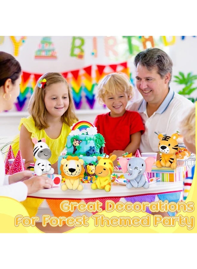 Aoriher 6 Pcs Mini Stuffed Forest Animals Jungle Bulk Plush Animal Toys 4 Inch Cute Plush Elephant Lion Giraffe for Baby Shower Christmas Birthday Gift Stuffer Animal Themed Party Decoration - Image 5