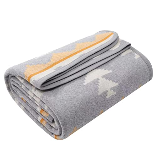 ACUSHLA Merino Wool Blanket  Warm Thick Washable Large Outdoor Camping Sleeping Throw Blanket All Weather Morocco Grey 79x63