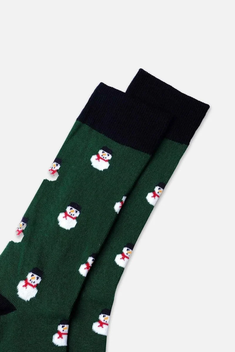 Aytuğ Men's Cotton Single Green New Year Themed Socks - A-49008-Y