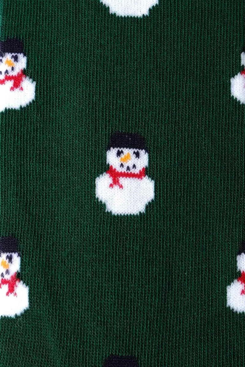 Aytuğ Men's Cotton Single Green New Year Themed Socks - A-49008-Y