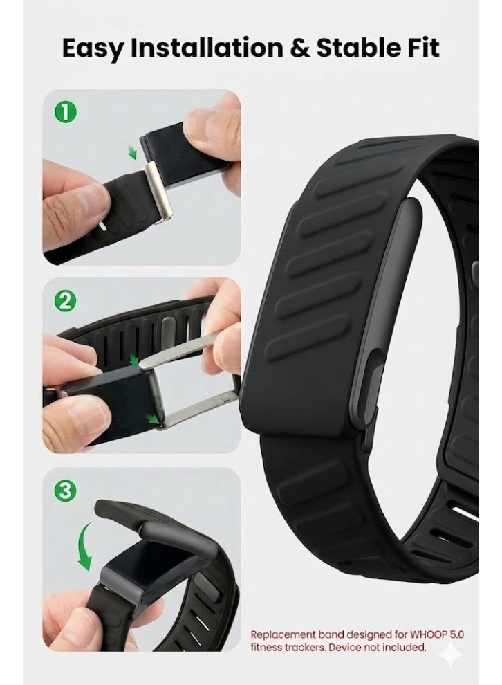 ZERO LIFESTYLE Silicone Sport Band Compatible with Whoop 5.0 Band Strap for Men and Women, Breathable and Waterproof Silicone Wristband Compatible with whoop mg band, Replacement Wrist bands Straps for Whoop 5.0 - Image 3