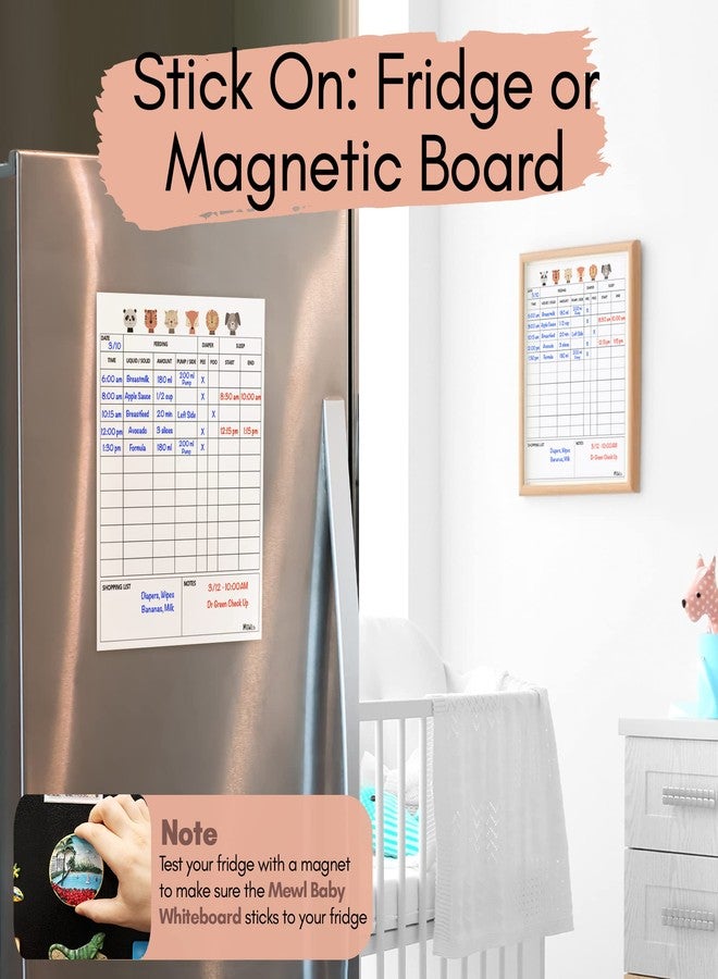 Mewl Baby Daily Log Whiteboard - Reusable Baby Tracker to Log Feeding, Diapers & Sleep - Newborn Baby Journal & Schedule Chart for New Parents, Nanny, Babysitter - Pregnancy & New Mom Gift - Image 2