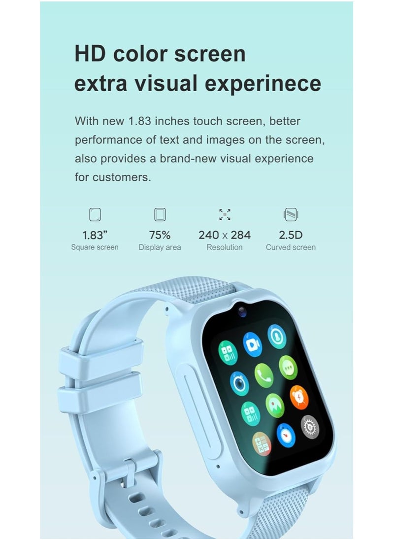2025 4G Kids Smart Watch with Video Calling & GPS Tracker – IP67 Waterproof, 700mAh Long Battery, SOS Alarm, Two-Way Call, 1.83" HD Screen, Child Safety Smartwatch with SIM Card Support – Perfect Gift for Boys & Girls