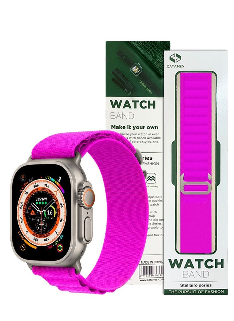CATANES - Apple Watch Band 49mm 45mm 44mm 42mm Alpine Loop Band Women Men Adjustable with Metal G-Hook Strap for iWatch Ultra Series SE 8/7/6/5/4/3/2/1 Hot Purple - Image 1