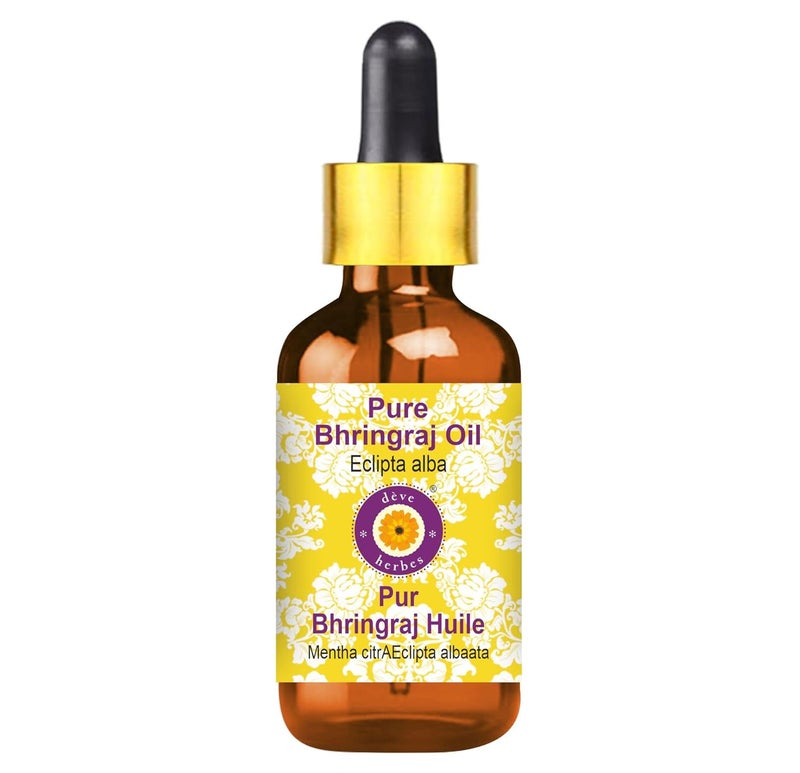 Deve Herbes Deve Herbes Bhringraj Oil Eclipta alba with Glass Dropper  Infused  Pure  NonSticky  Lightweight  For Scalp Application  Traditional Ayurvedic  Men  Women  15ml  - Image 1