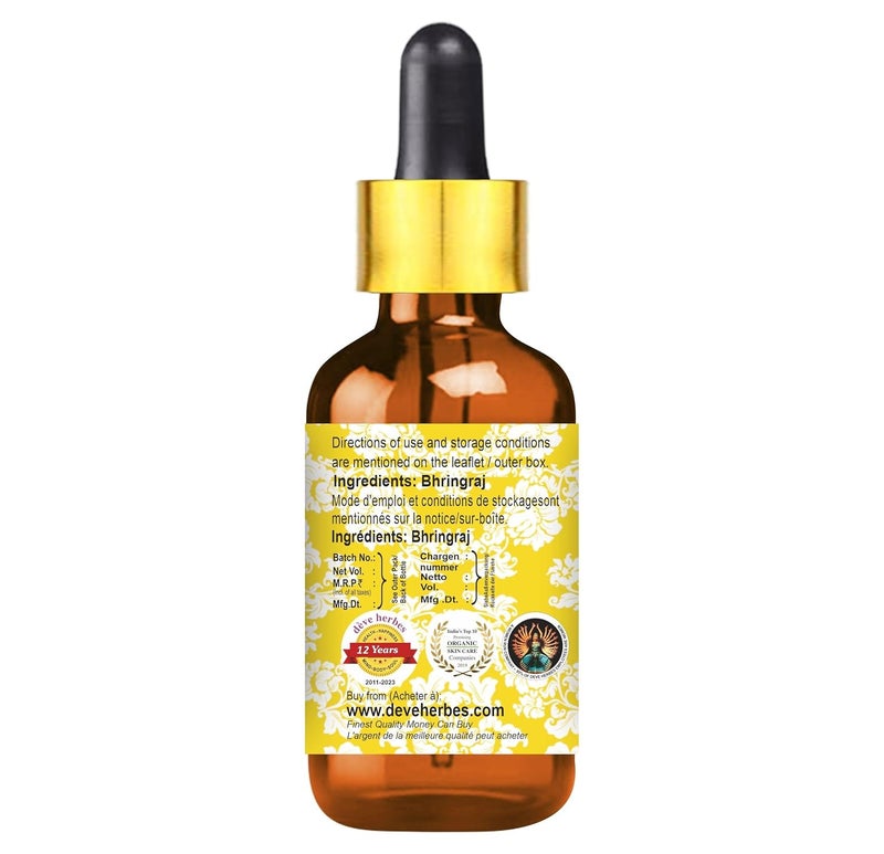 Deve Herbes Deve Herbes Bhringraj Oil Eclipta alba with Glass Dropper  Infused  Pure  NonSticky  Lightweight  For Scalp Application  Traditional Ayurvedic  Men  Women  15ml  - Image 4
